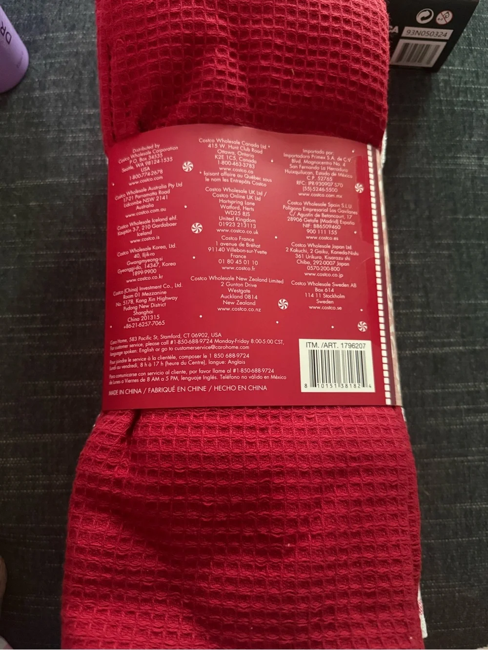 Cotton kitchen towels, Caro Home, Holiday Peppermint Candy Cane design 8-pack